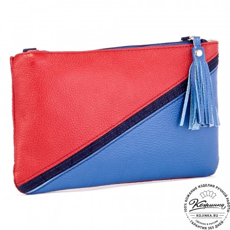 Женская кожаная сумка "Шарлота" (сине-красная)