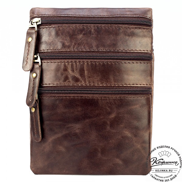 Кожаная сумка "Аллен макси" (тёмно-коричневый антик). фото 1