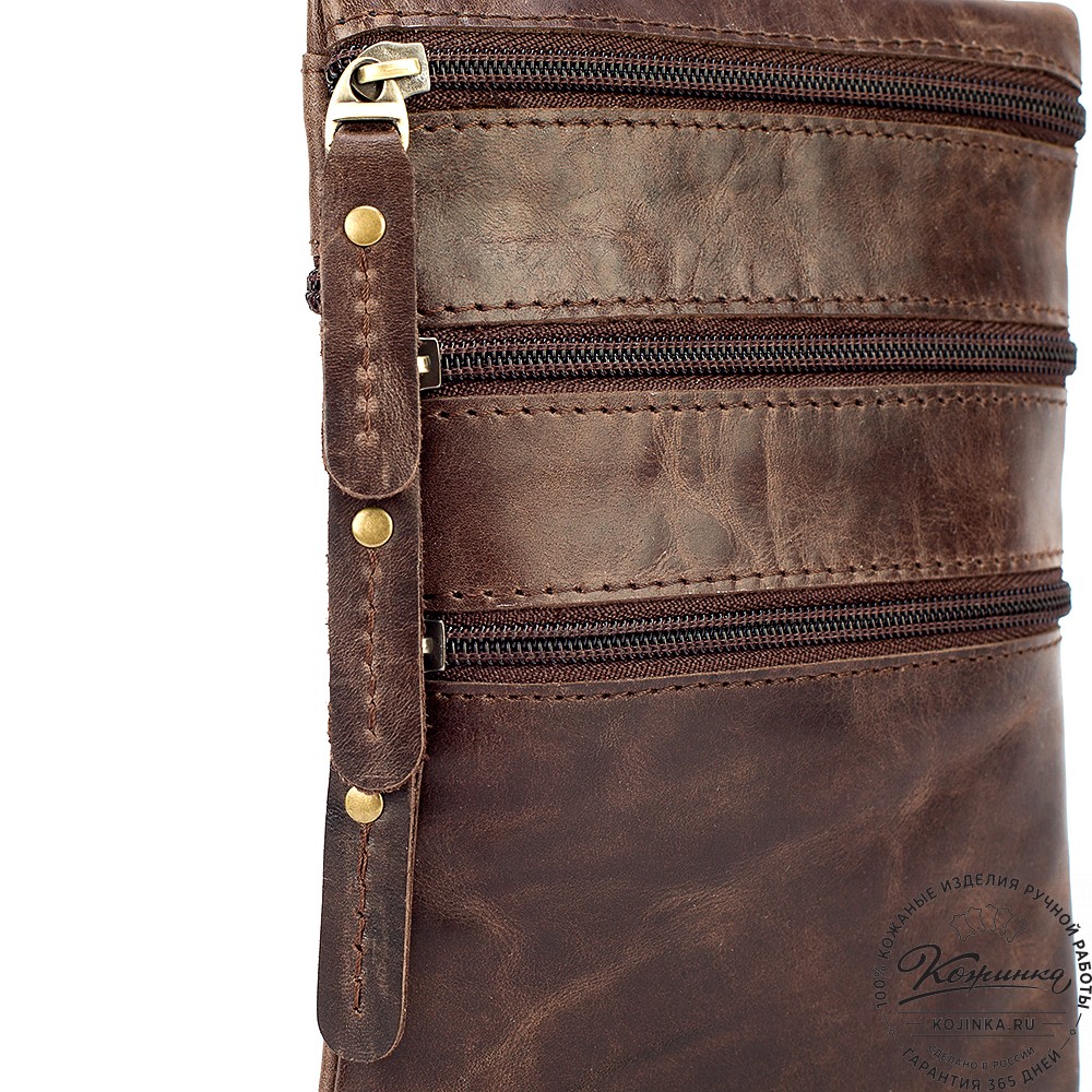 Кожаная сумка "Аллен макси" (тёмно-коричневый антик)