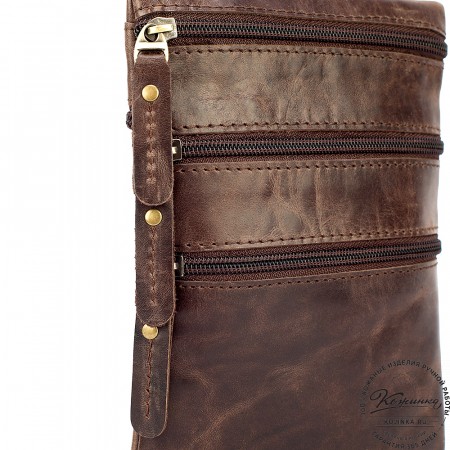 Кожаная сумка "Аллен макси" (тёмно-коричневый антик)