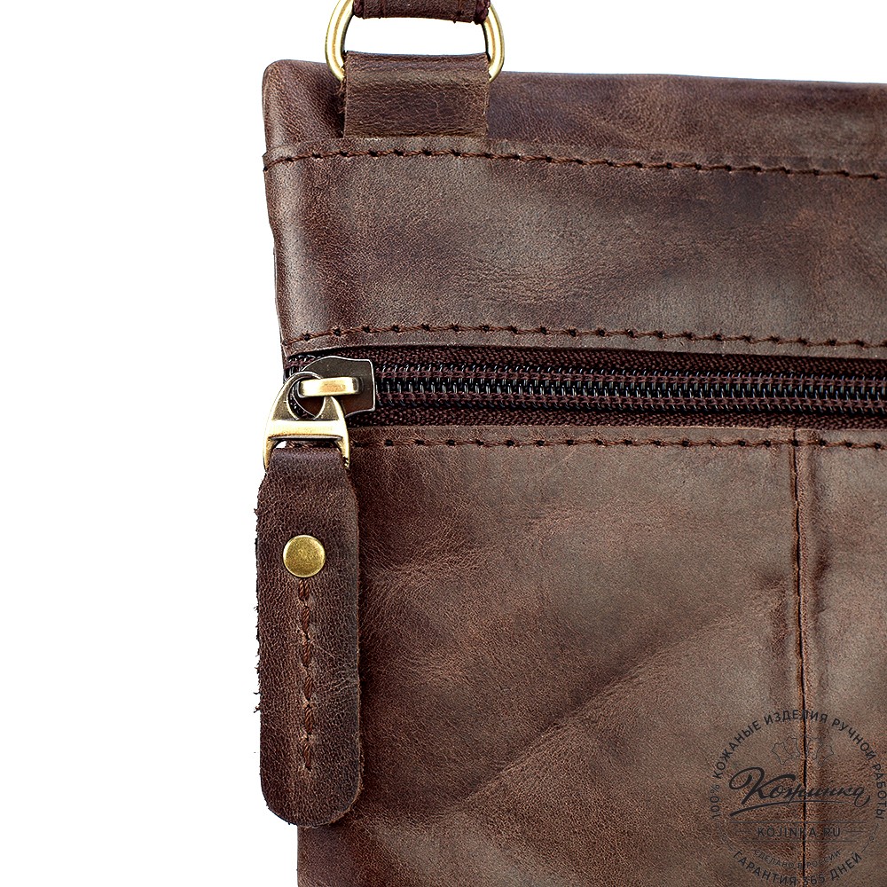 Кожаная сумка "Аллен макси" (тёмно-коричневый антик)