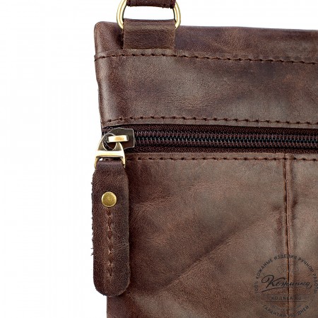 Кожаная сумка "Аллен макси" (тёмно-коричневый антик)