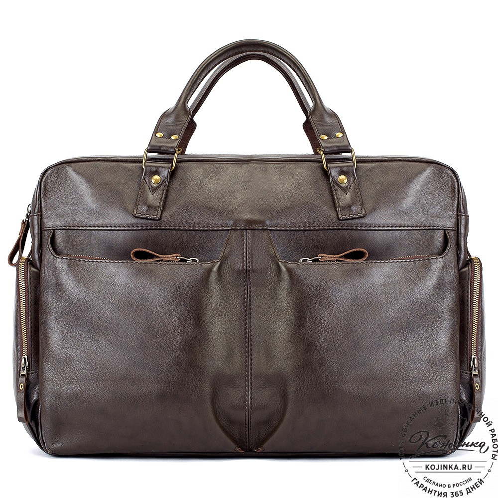 Кожаная деловая сумка для командировок "Бастилия" (коричневая)