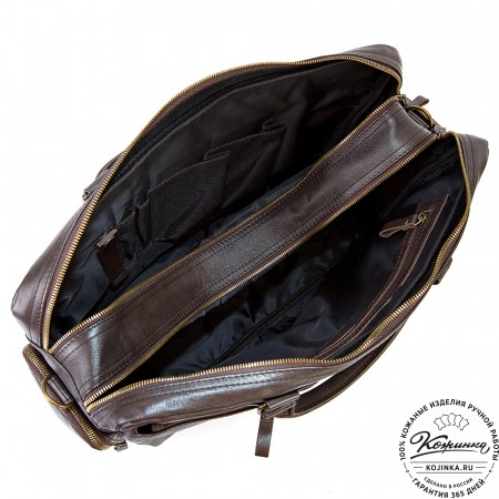 Кожаная деловая сумка для командировок "Бастилия" (коричневая)