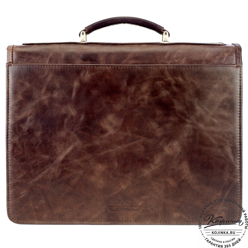 Кожаный портфель "Брест" (тёмно-коричневый антик)