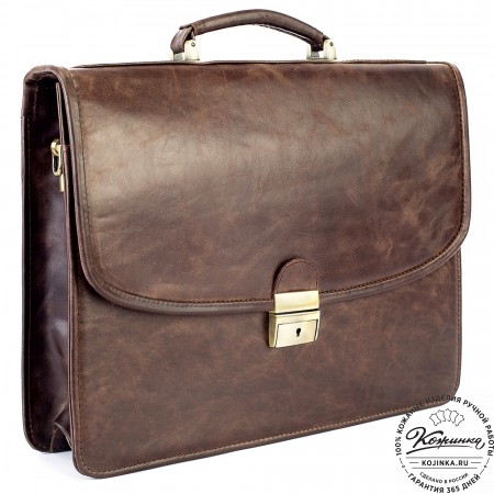 Кожаный портфель "Брест" (тёмно-коричневый антик)