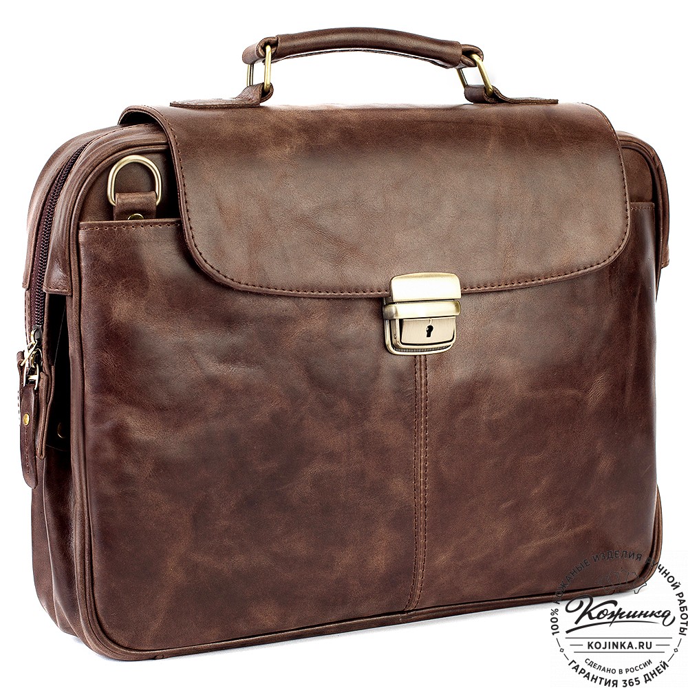 Кожаный портфель "Эдгар" (тёмно-коричневый антик)