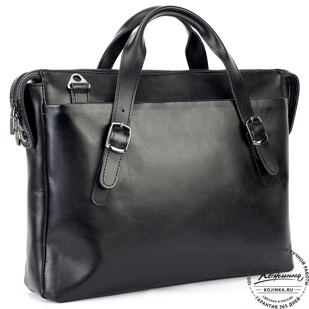 Кожаная деловая сумка "Франклин" (чёрная)
