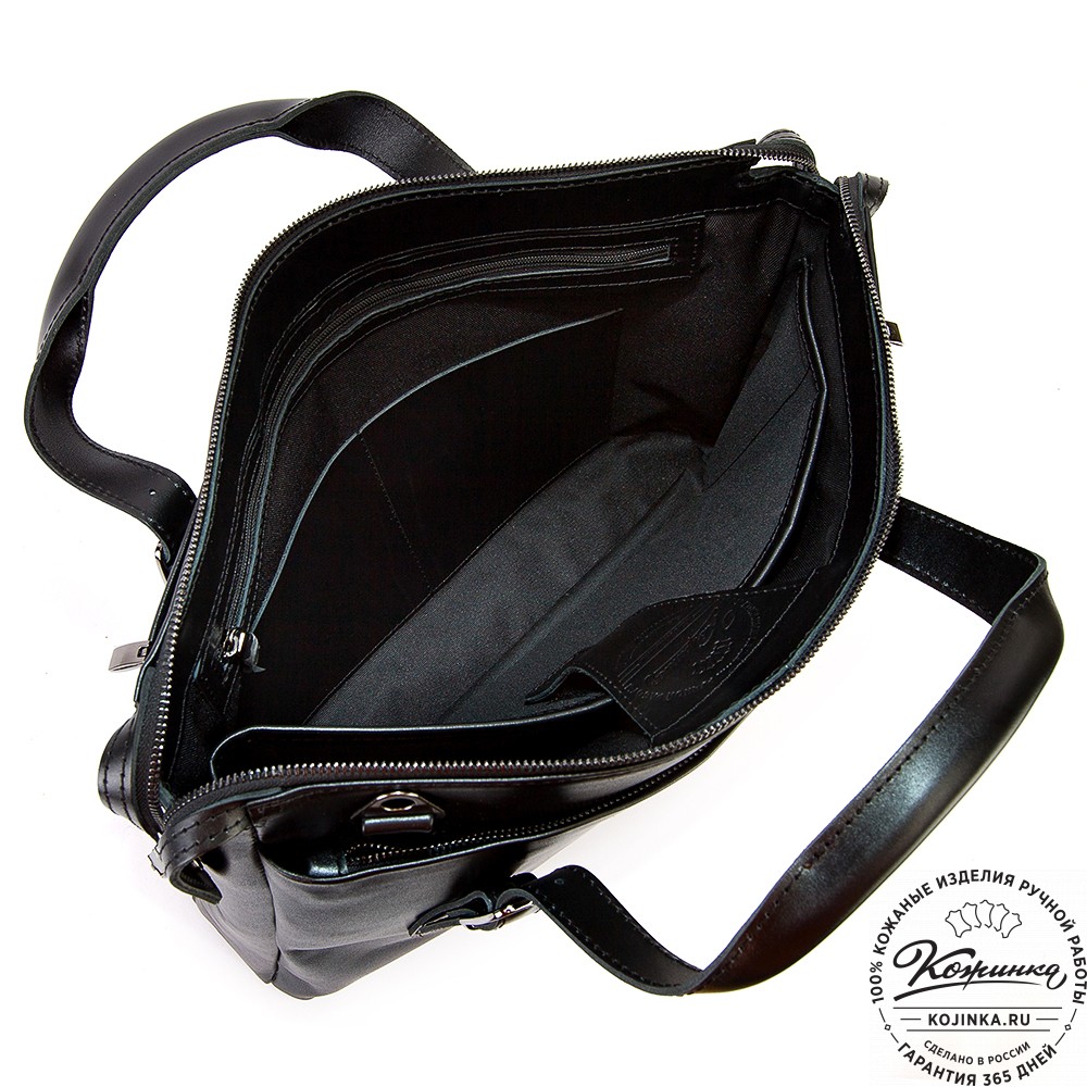 Кожаная деловая сумка "Франклин" (чёрная)