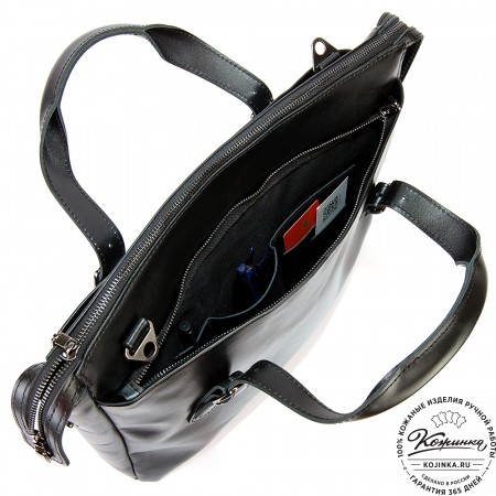 Кожаная деловая сумка "Франклин" (чёрная)