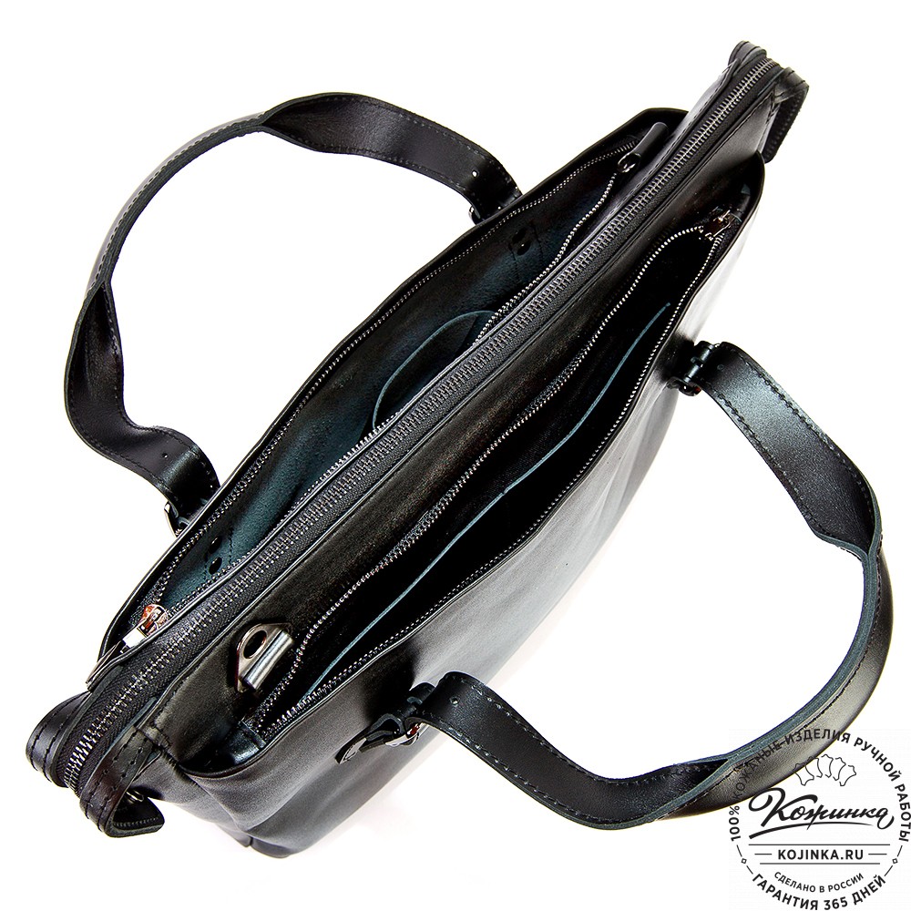 Кожаная деловая сумка "Франклин" (чёрная)