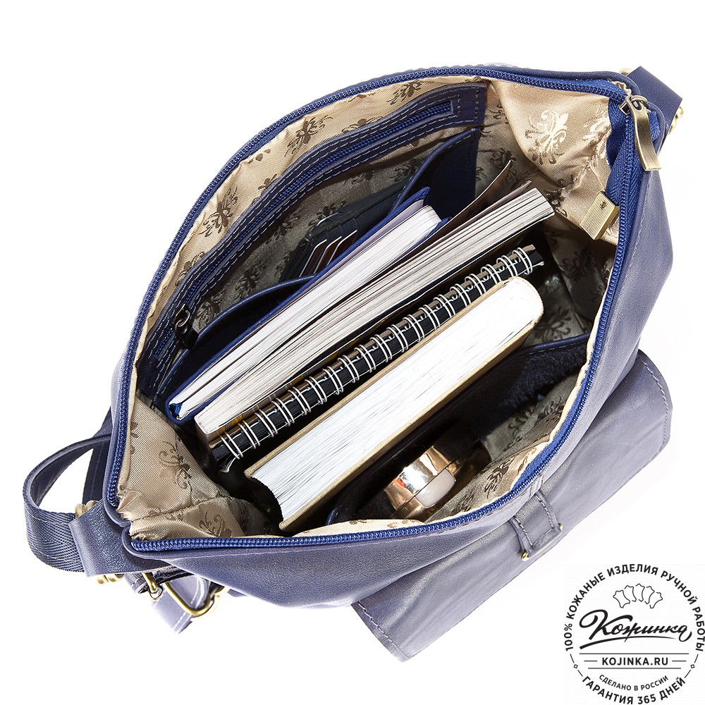 Женская кожаная сумка-рюкзак "Ника" (синяя)