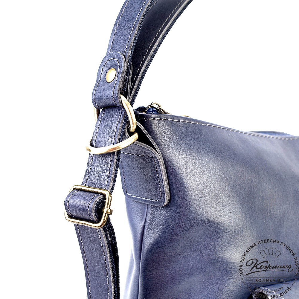 Женская кожаная сумка-рюкзак "Ника" (синяя)