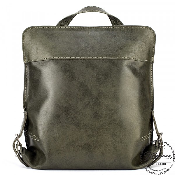 Женский кожаный рюкзак "Салоники" (хаки). фото 1