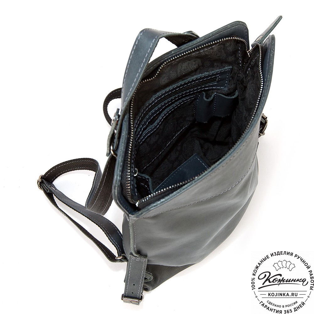 Женский кожаный рюкзак "Салоники" (серый)