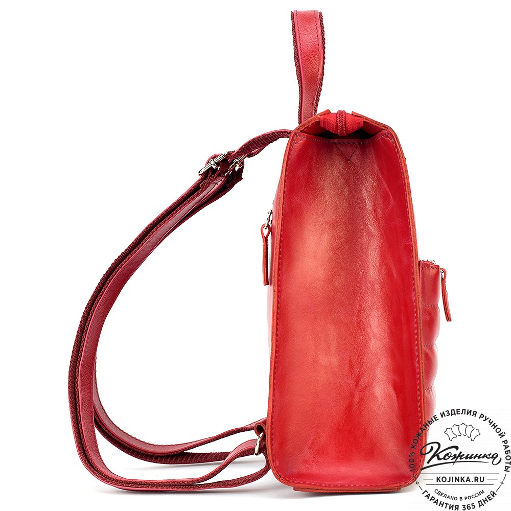 Женский кожаный рюкзак "Скарлетт" (красный)