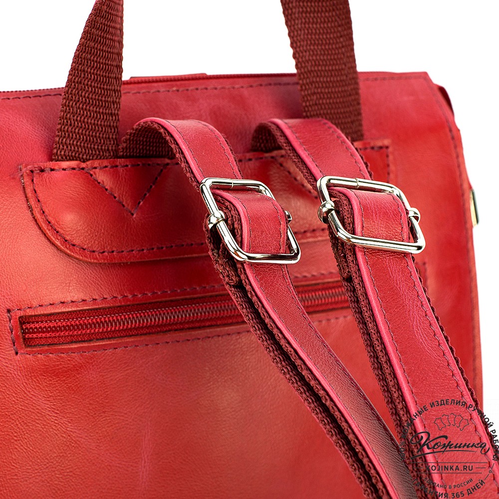 Женский кожаный рюкзак "Скарлетт" (красный)