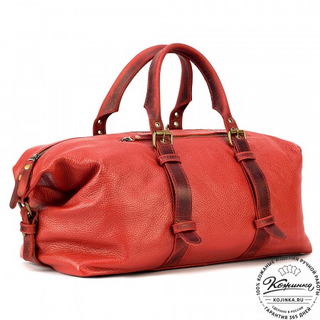 Кожаная дорожно-спортивная сумка Вашингтон (красная)
