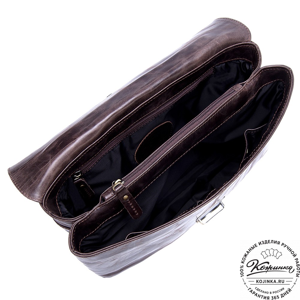 Кожаный портфель "Александрия" (тёмно-коричневый антик)
