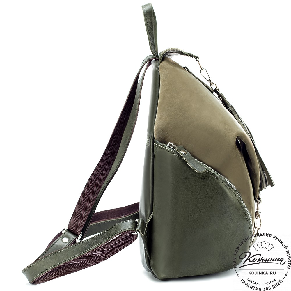 Женский кожаный рюкзак "Афродита" (олива нубук)