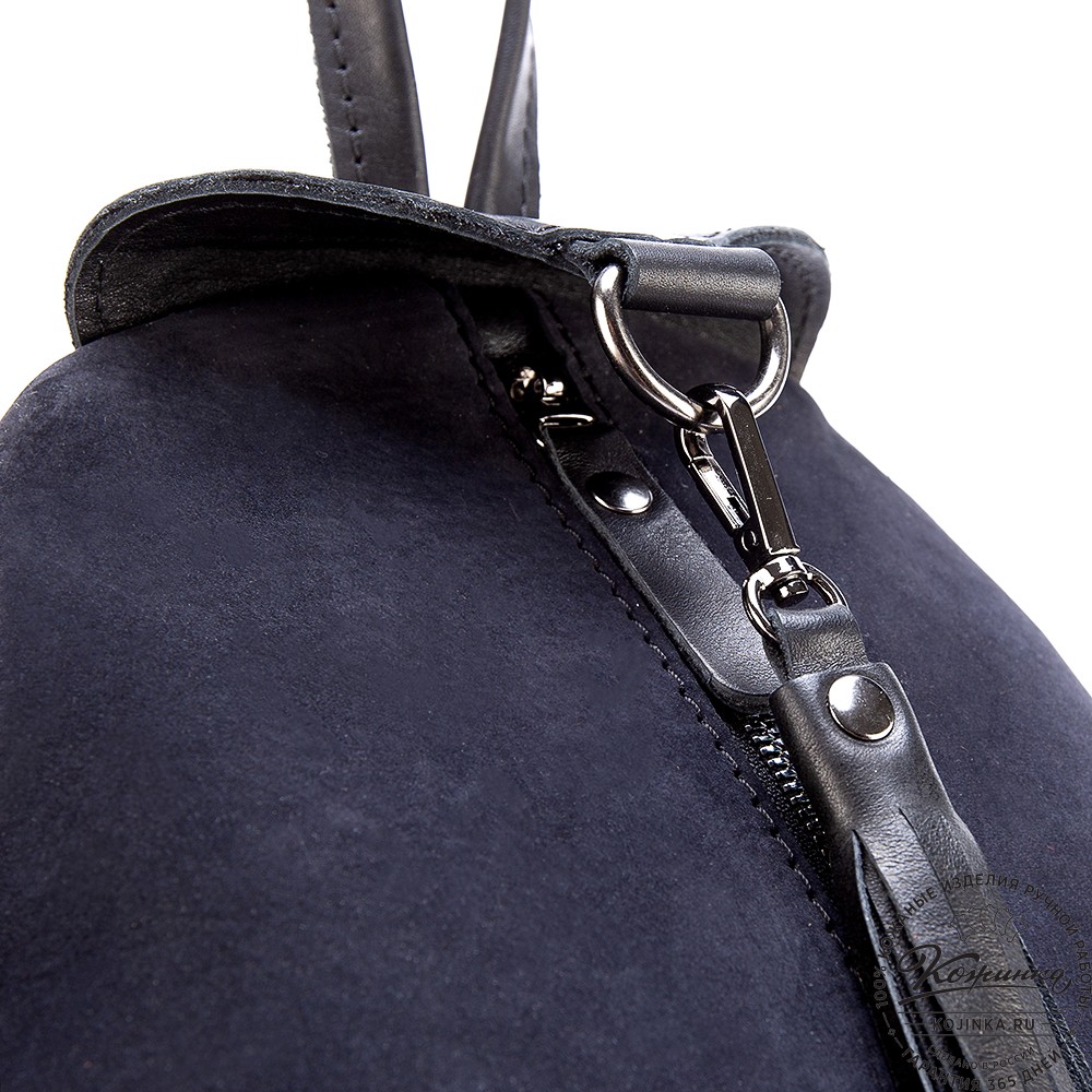 Женский кожаный рюкзак "Афродита" (тёмно-синий с чёрным)