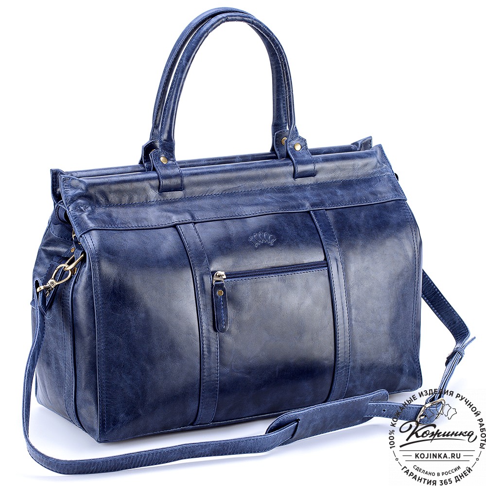 Кожаный городской саквояж "Фостер" (синий антик)