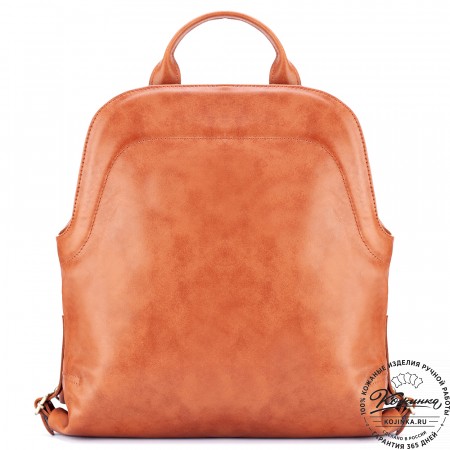 Женский кожаный рюкзак-сумка "Греция" (рыжяя гладкая кожа)