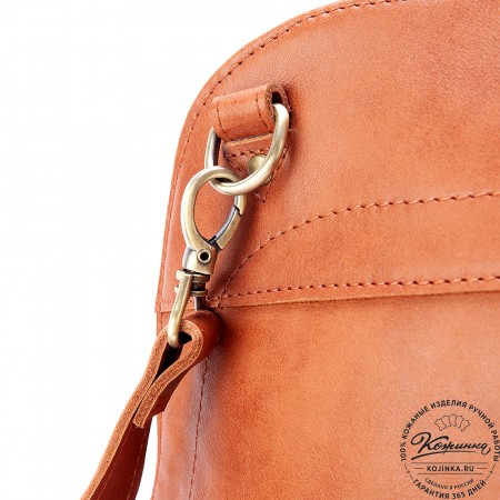 Женский кожаный рюкзак-сумка "Греция" (рыжяя гладкая кожа)