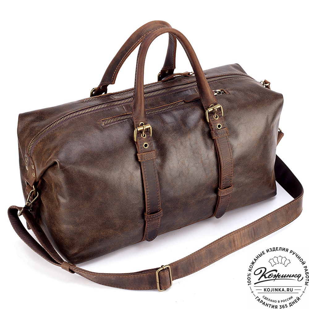 Кожаная дорожно-спортивная сумка Вашингтон (коричневая наппа)