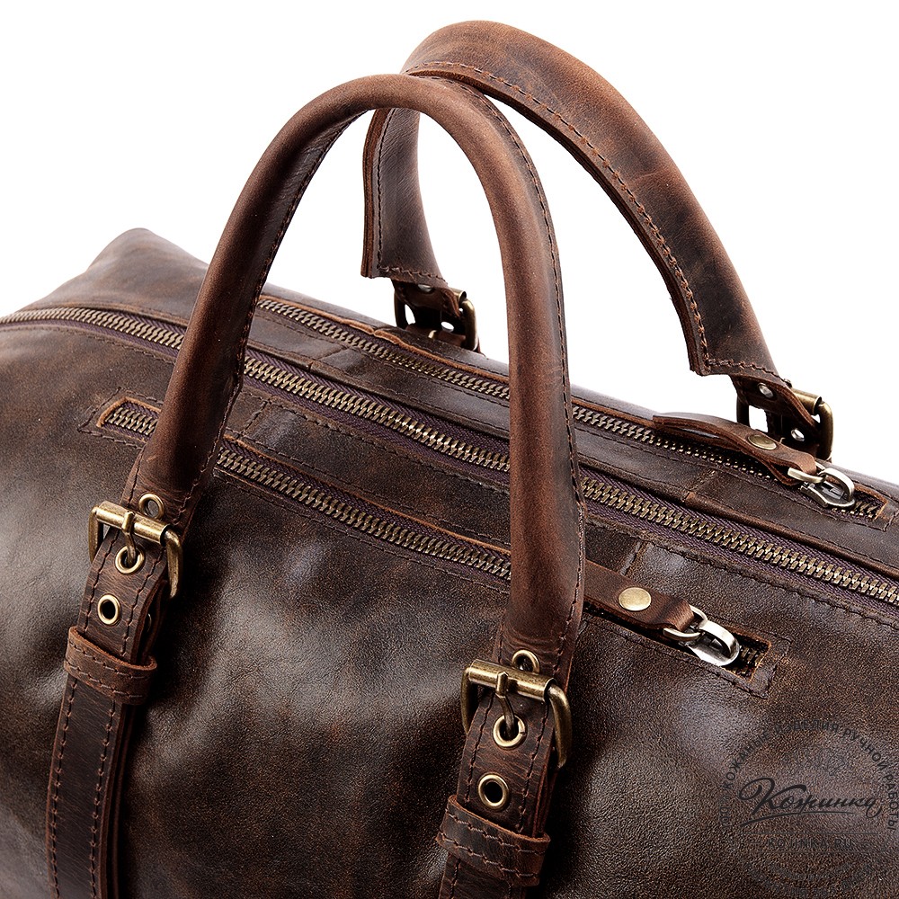 Кожаная дорожно-спортивная сумка Вашингтон (коричневая наппа)