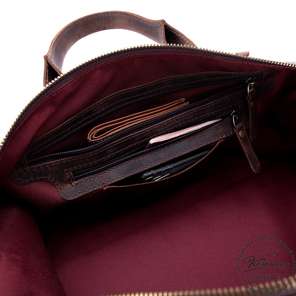 Кожаная дорожно-спортивная сумка Вашингтон (коричневая наппа)