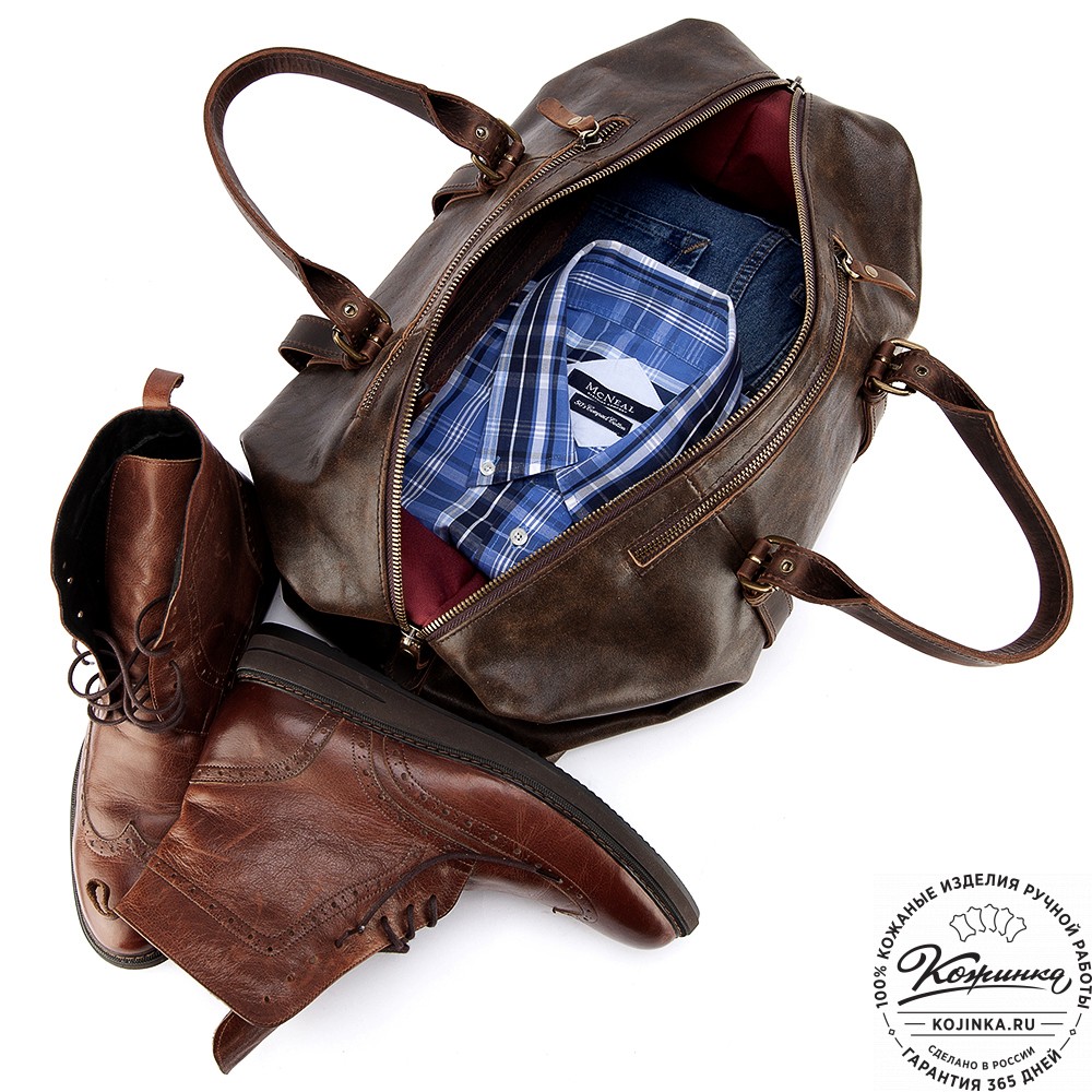 Кожаная дорожно-спортивная сумка Вашингтон (коричневая наппа)