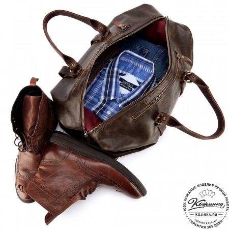 Кожаная дорожно-спортивная сумка Вашингтон (коричневая наппа)