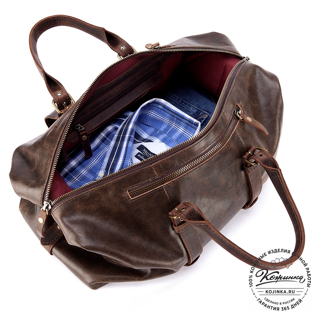 Кожаная дорожно-спортивная сумка Вашингтон (коричневая наппа)