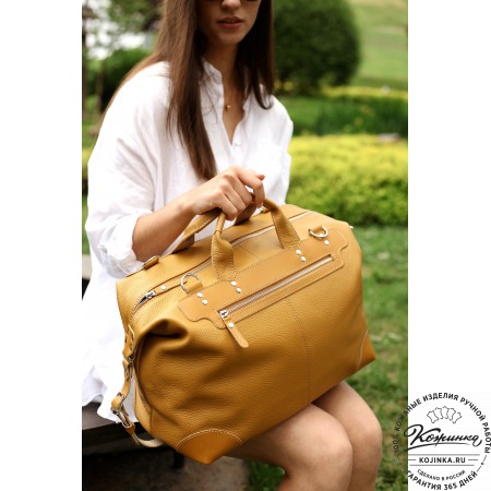  Кожаная дорожная сумка "Сити" (темно-бежевый)