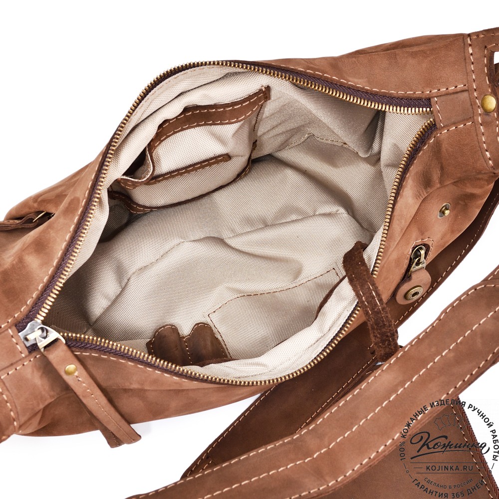 Женская кожаная сумка "Техас" (коричневый нубук)