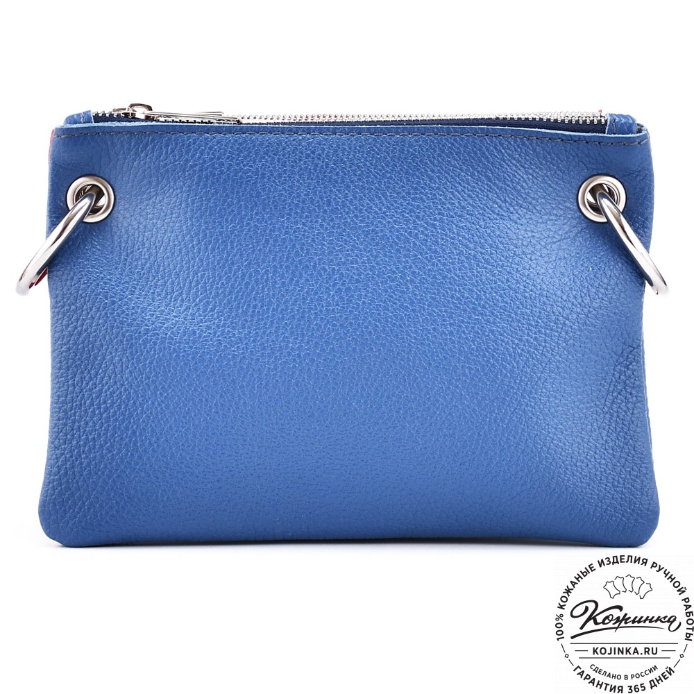 Женская кожаная сумка "Трио" (синий/белый/красный)