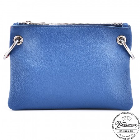 Женская кожаная сумка "Трио" (синий/белый/красный)