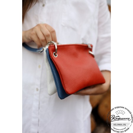 Женская кожаная сумка "Трио" (рыжий/коричневый/черный) 
