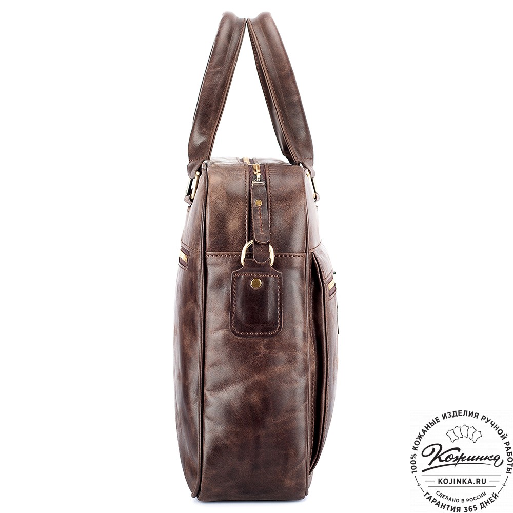 Кожаная деловая сумка "Гофман" (тёмно-коричневый антик) 