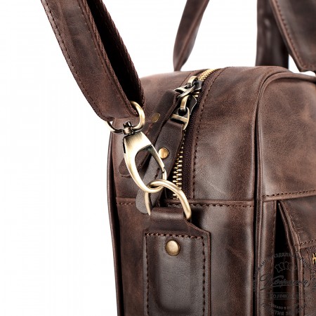 Кожаная деловая сумка "Гофман" (тёмно-коричневый антик) 