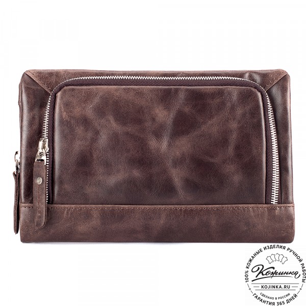 Кожаный клатч "Грэгори" (тёмно-коричневый антик) . фото 1