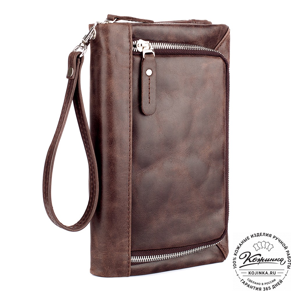 Кожаный клатч "Грэгори" (тёмно-коричневый антик) 