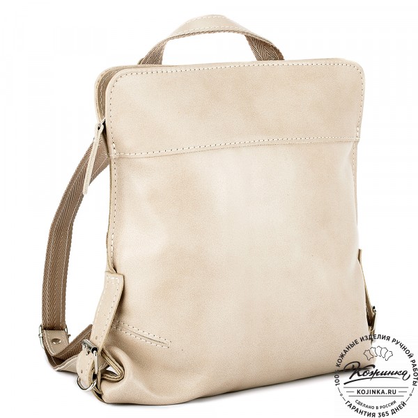 Женский кожаный рюкзак "Салоники" (бежевый). фото 1