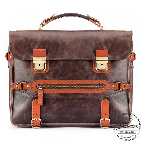 Кожаный портфель "Сталкер" (тёмно-коричневый антик). фото 1