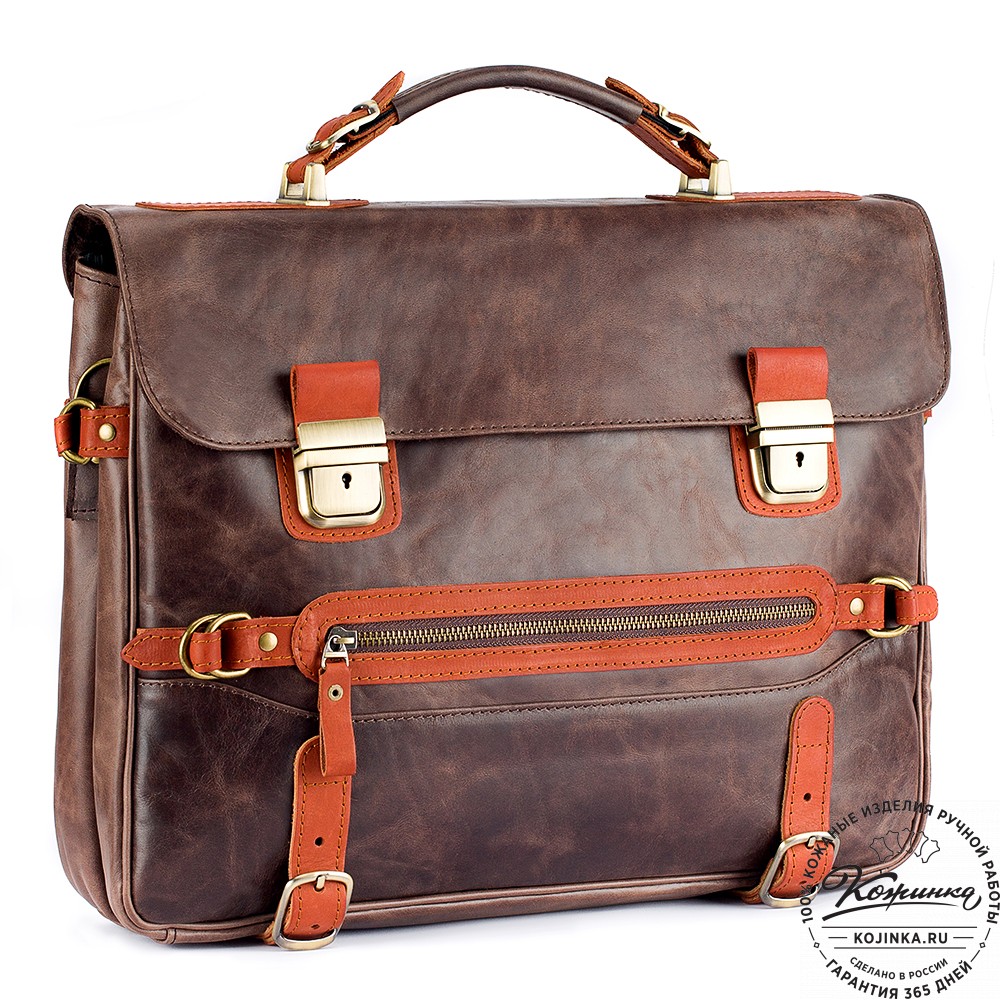 Кожаный портфель "Сталкер" (тёмно-коричневый антик)