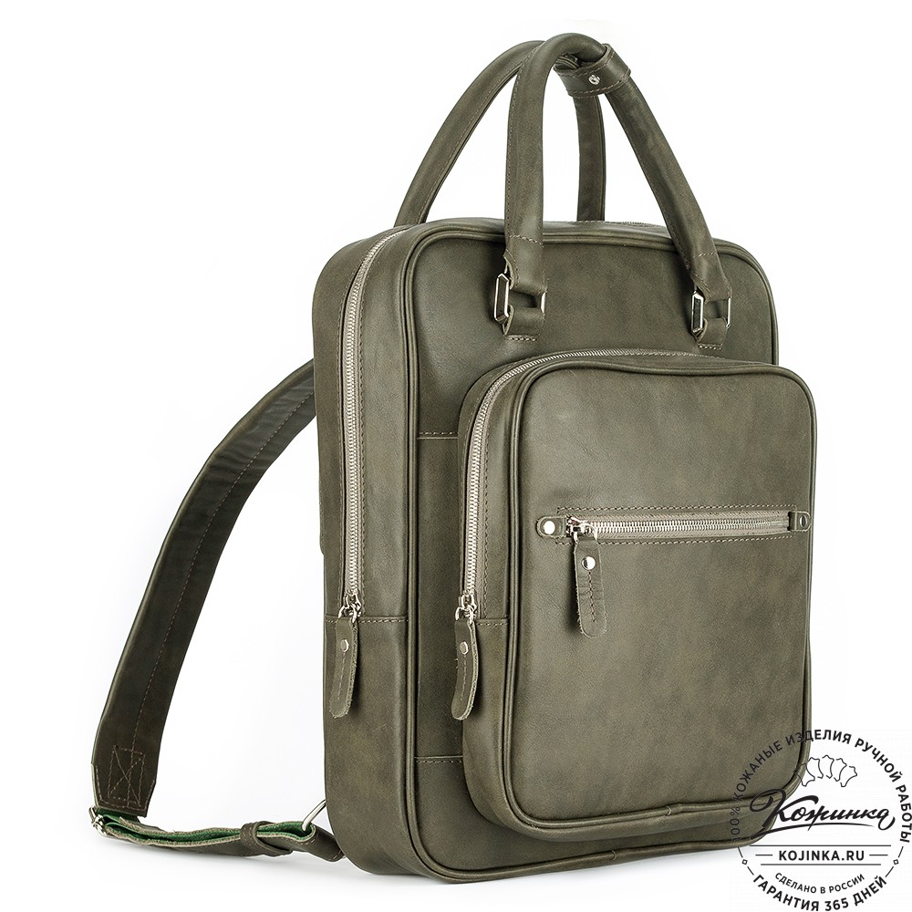 Кожаный рюкзак "Касандра" (хаки гладкая кожа)