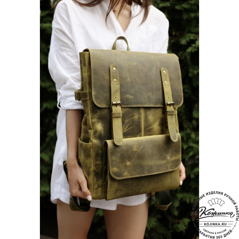 Кожаный рюкзак "Индиго" (лимон крейзи)