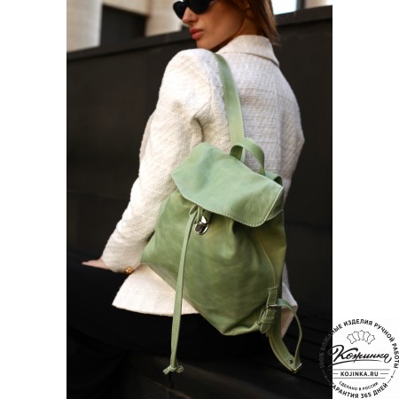  Женский кожаный рюкзак "Паулина" (мята)
