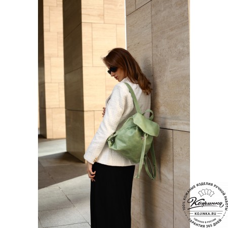  Женский кожаный рюкзак "Паулина" (мята)